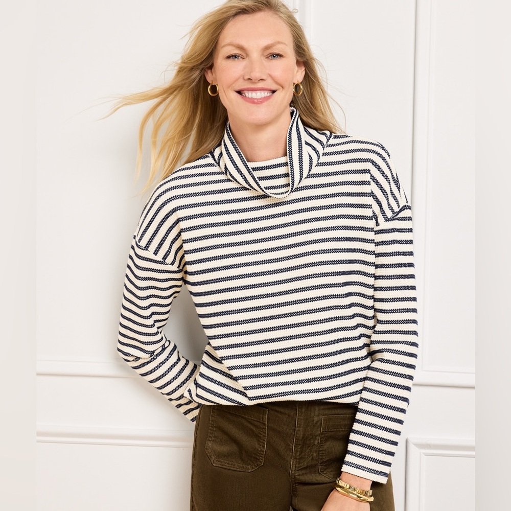 Talbots Turtleneck Knit Pullover in Luna Stripe